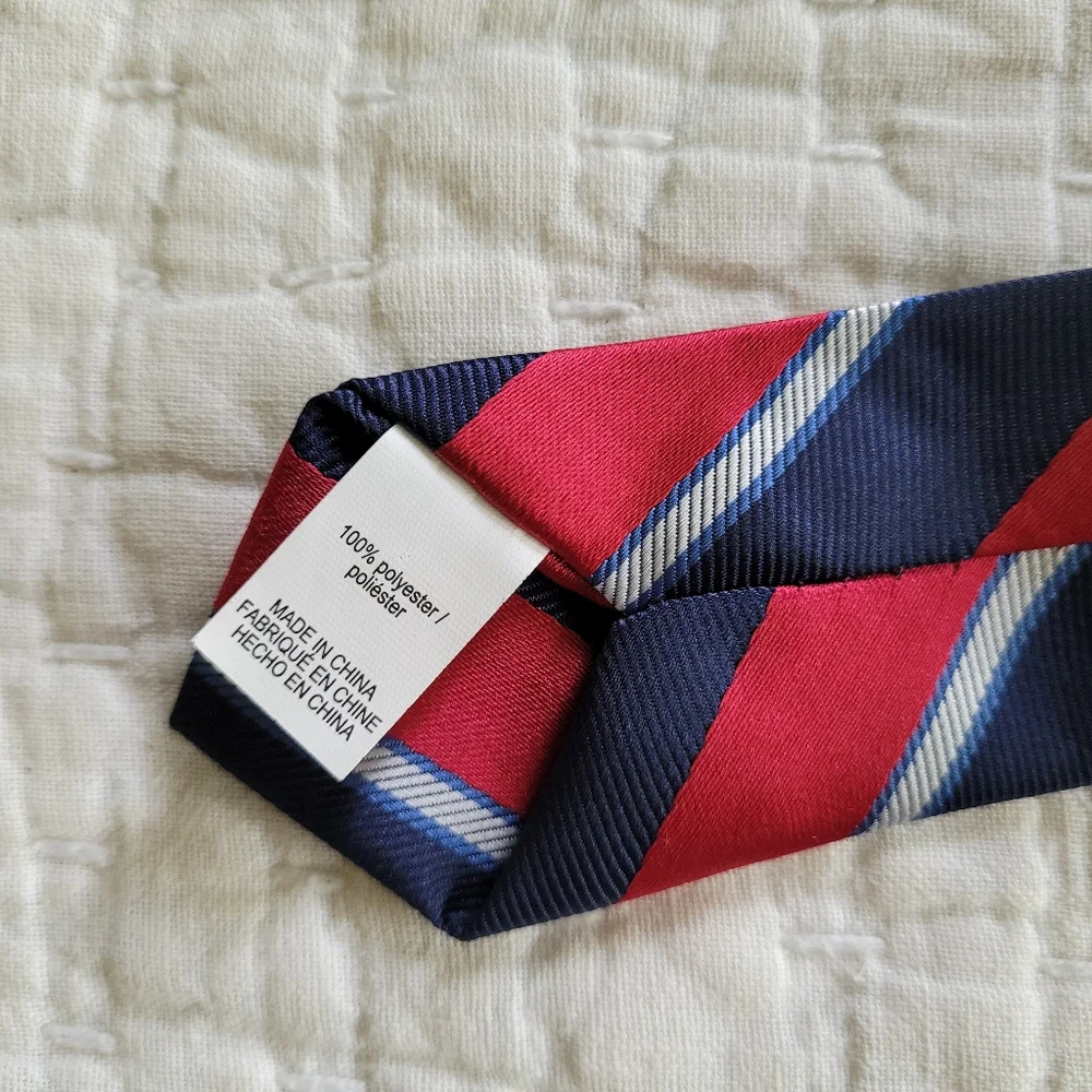 Red & Blue Striped Clip On Tie